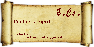 Berlik Csepel névjegykártya